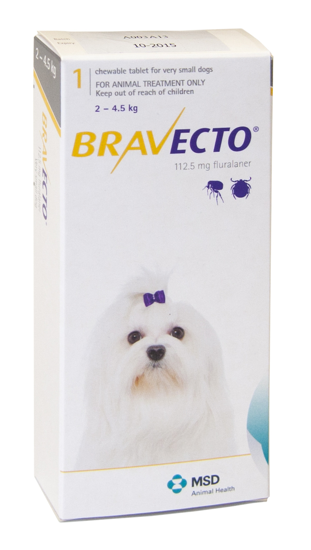 Bravecto  Chewable Flea & Tick Treatment for Xsmall Dogs (Yellow 2 - 4.5kg) image 0